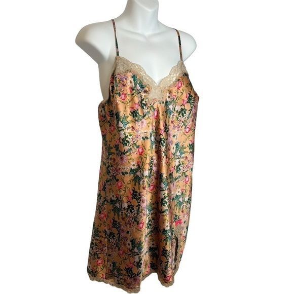 Victorias Secret Pink Floral Print Polyester Night Gown Slip Dress Size Large - Picture 10 of 11